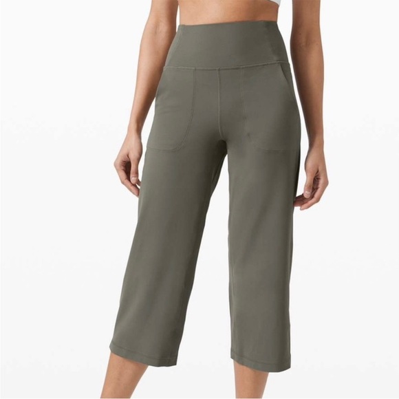 lululemon athletica Pants - Lululemon Align Wide Leg Crop 23" Grey Sage, Size 4